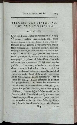 Species Continentium Inflammatoriarum.