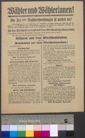 Flugblatt der Wirtschaftlichen Einheitsliste zur Landtagswahl am 27. November 1927