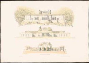 Schloss Orianda, Krim: 2 Fassaden, 1 Schnitt