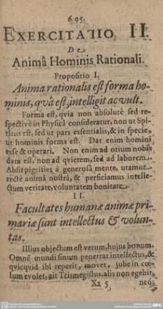 Exercitatio II. De Anima Hominis Rationali.