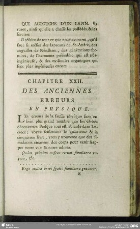 Chapitre XXII. Des anciennes erreurs en Physique