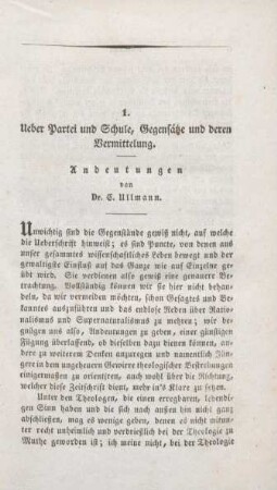 5-61 Ueber Partei und Schule, Gegensätze und deren Vermittlung : Andeutungen