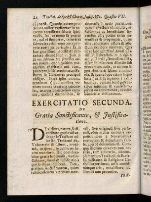 24-83, Exercitatio Secunda. De Gratia Sanctificante, & Justificatione.