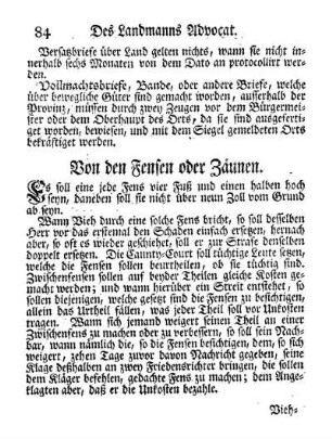 Von den Fensen oder Zäunen.