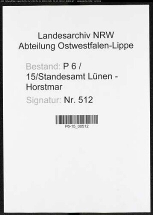 Sterberegister Standesamt Lünen-Horstmar