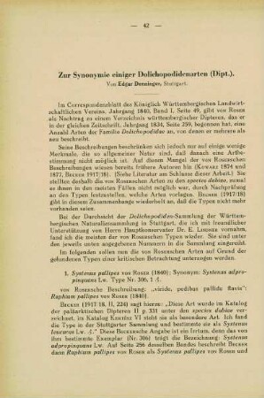 Zur Synonymie einiger Dolichopodidenarten (Dipt.)