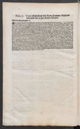Num. 7. Copia Schreibens deß Herrn Cammer-Richters Churfürstl. Gn. an Ihre Käyserl. Majestät