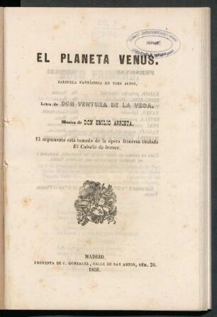El planeta Venus : zarzuela fantástica en tres actos