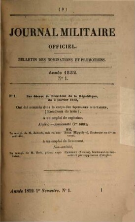 Journal militaire officiel. 1852,3