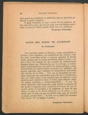 Glosa del tango "El cachafaz" de Aróstegui
