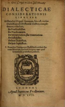 Dialecticae considerationis libri sex