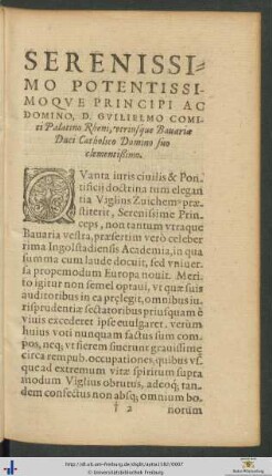 Domino Guilielmo Comiti Palatino Rheni, utriusque Bavariæ Duci Catholico