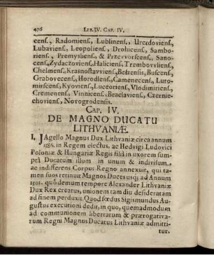 Cap. IV. De Magno Ducatu Lithuaniae