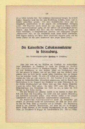 Die Kaiserliche Tabakmanufaktur in Strassburg