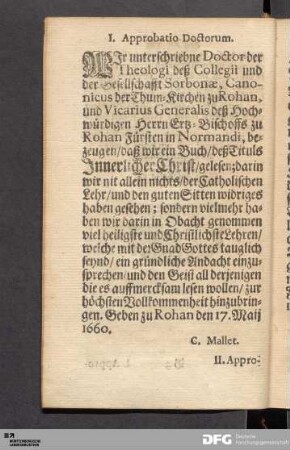 I. Approbatio Doctorum.