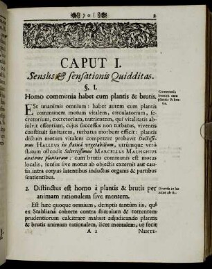 Caput I. Sensûs & sensationis Quidditas.