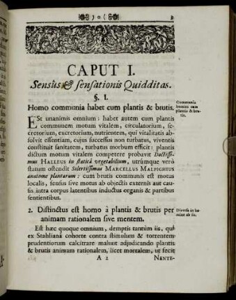 Caput I. Sensûs & sensationis Quidditas.