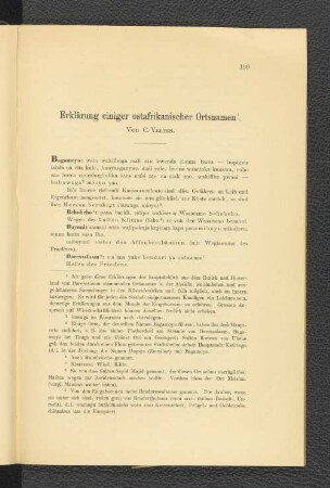 Erklärung einiger ostafrikanischer Ortsnamen.