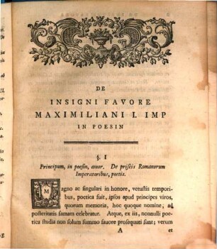 De Insigni Favore Maximiliani I. Imp In Poesin Dissertatio