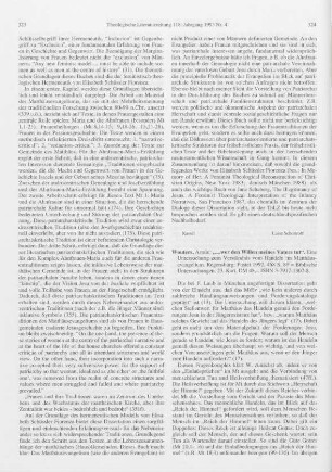 324-326 [Rezension] Wouters, Armin, "... wer den Willen meines Vaters tut"