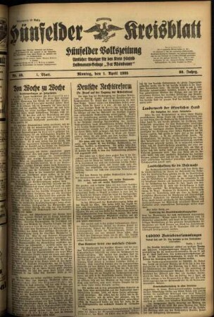 Erste Ausgabe vom Montag, den 01. April 1935.