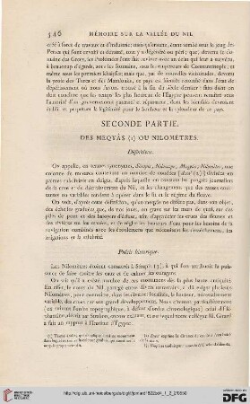 Seconde partie: Des Mequâs ou Nilomètres