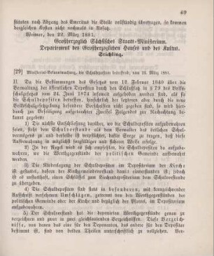 29. Ministerial-Bekanntmachung, die Schuldepositen betreffend
