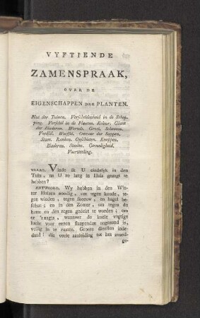 Vyftiende Zamenspraak, over de Eigenschappen der Planten.
