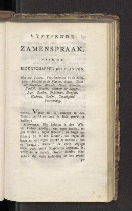 Vyftiende Zamenspraak, over de Eigenschappen der Planten.