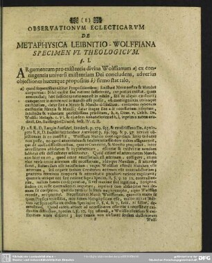 Specimen VI. Theologicum