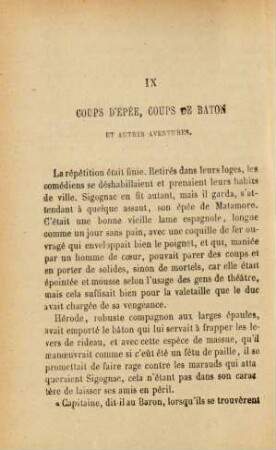IX. Coups d'épée, coups de baton