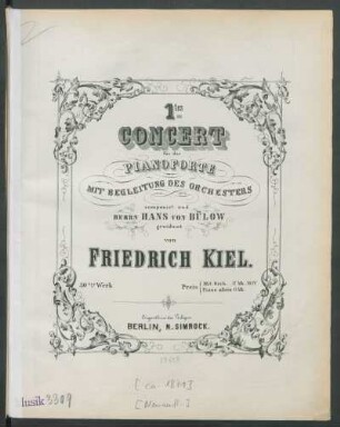 1tes Concert für das Pianoforte mit Begleitung des Orchesters : 30tes Werk