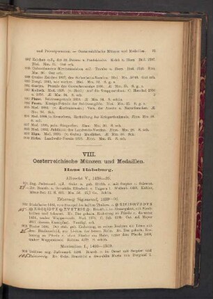 VIII. Oesterreichische Münzen und Medaillen