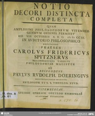 Notio Decori Distincta Completa