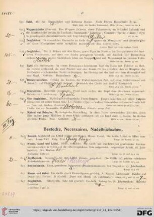 Bestecke, Necessaires, Nadelbüchschen (Nr. 642-727)