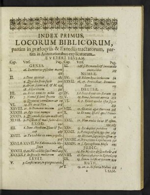 Index Primus, Locorum Biblicorum