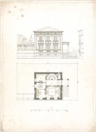 Bühlmann, Josef; Haus erhöht zur Straße - Grundriss, Ansicht
