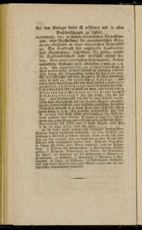 Bei dem Verleger dieses ist erschienen und in allen Buchhandlungen zu haben:[...]