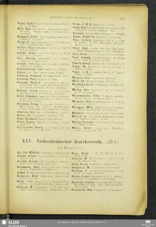 XXV. Niederrheinischer Bezirksverein.