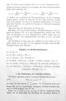 7. Die Gleichungen der singulären Moduln