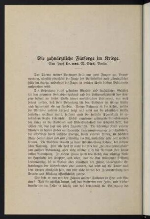 244-255, Die zahnärztliche Fürsorge im Kriege