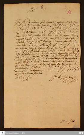 Brief von David Schott an August Hermann Francke.