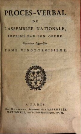 Procès-verbal de l'Assemblée Nationale. 23. 1790