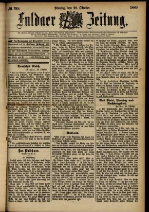 Ausgabe vom Montag, den 28. Oktober 1889.