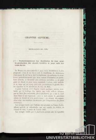 Chapitre septième. Distillation des vins