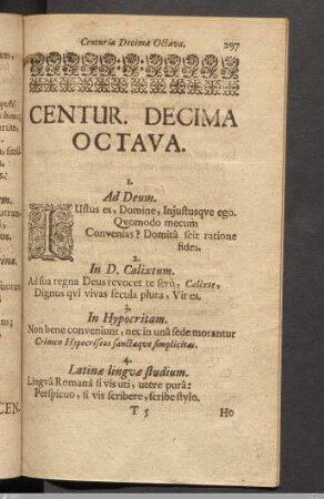 Centuria Decima Octava.