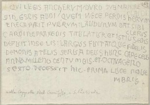 Inschrift eines Grabmals in Santa Prassede zu Rom (?)
