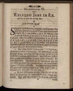 Disputatio VI. De Reliquo Jure In Re.
