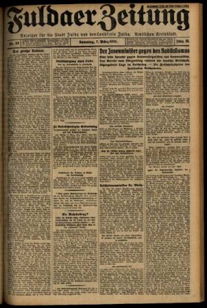 Ausgabe vom Samstag, den 07. März 1931.