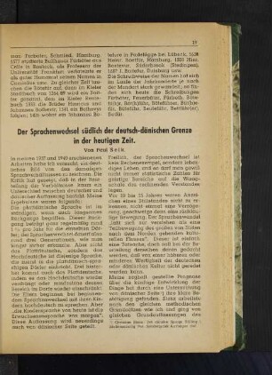 Der Sprachenwechsel südlich der deutsch-dänischen Grenze in der heutigen Zeit